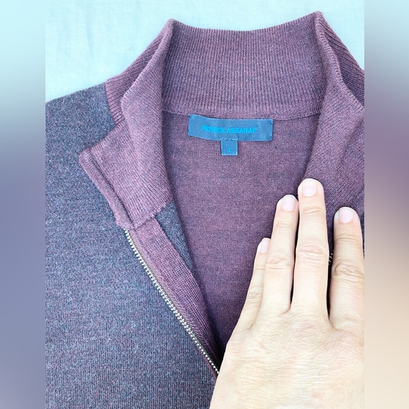 Patrick Assaraf Quarter Zip Extra Fine Merino Wool Sweater Men's L - Picture 6 of 11